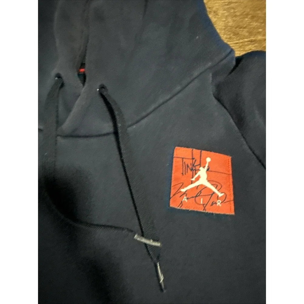 Jordan Hoodie Mens Large Blue Red Air Jumpman Spell Out Sweatshirt Sweater '